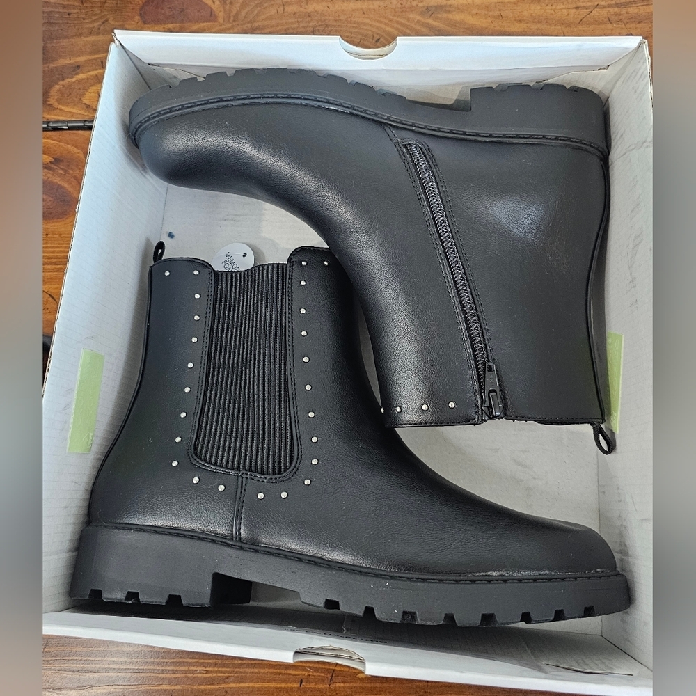 Girls' Black Memory Foam Zip Up Dress Boots Comfort & Style! Size 6 NWB